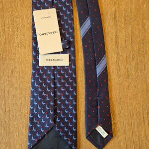 Salvatore Ferragamo Navy Blue Seal Animal Print Tie (3") (NWT)